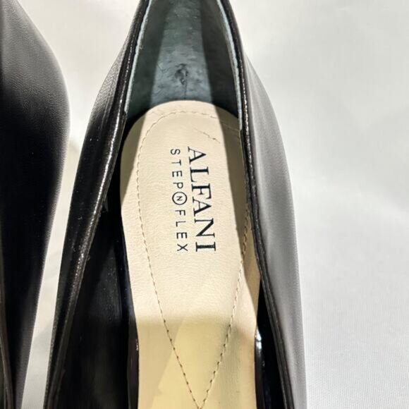 Alfani women JEULES Leather Pointed Toe Classic Pumps mid heel black sz 8 Career - Picture 4 of 12